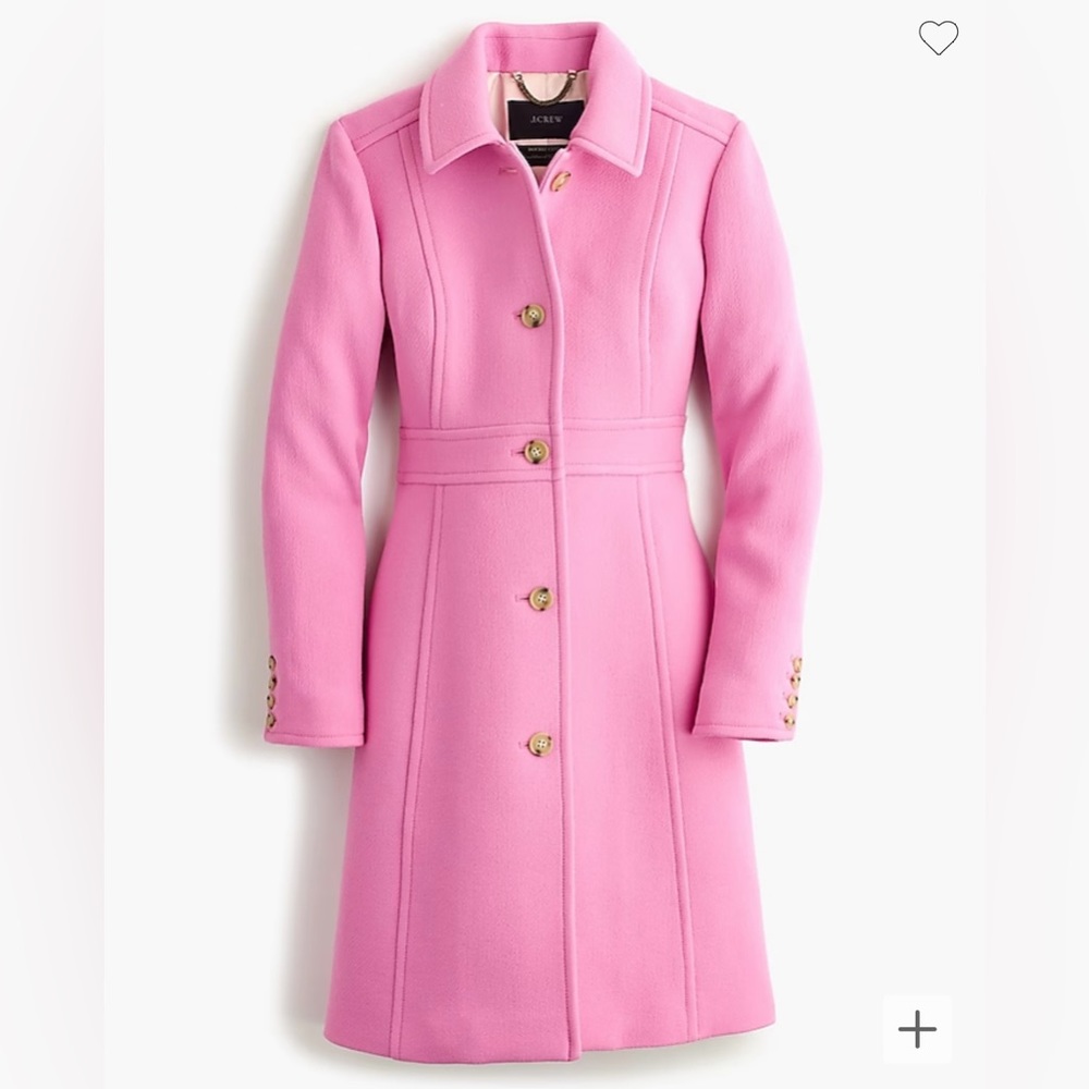 J. Crew Classic Lady Day Coat in Italian double-cloth wool Thinsulate Retro Pink